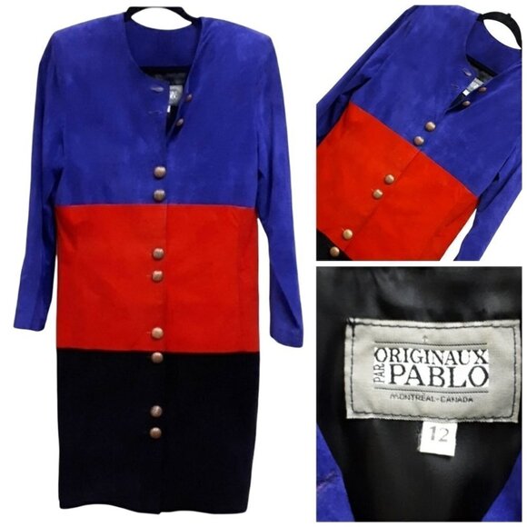 Originaux par Pablo Montreal Leather Colorblock Jacket - Picture 1 of 5